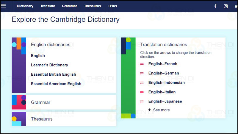 Hình: Giao diện website Cambridge Dictionary Hình: Giao diện website Cambridge Dictionary